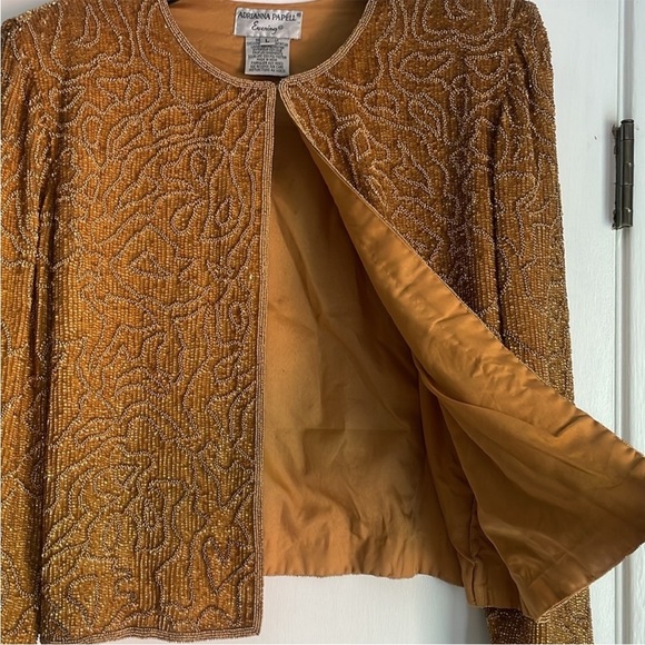 NWT Vintage Adrianna Papell Gold Beaded SILK Evening Jacket LG holiday party - Picture 6 of 11
